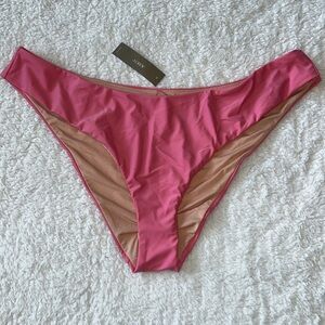 J. Crew Swim Bottom Pink Curved Waist Bikini High Cut Cheeky Size XXL NWT